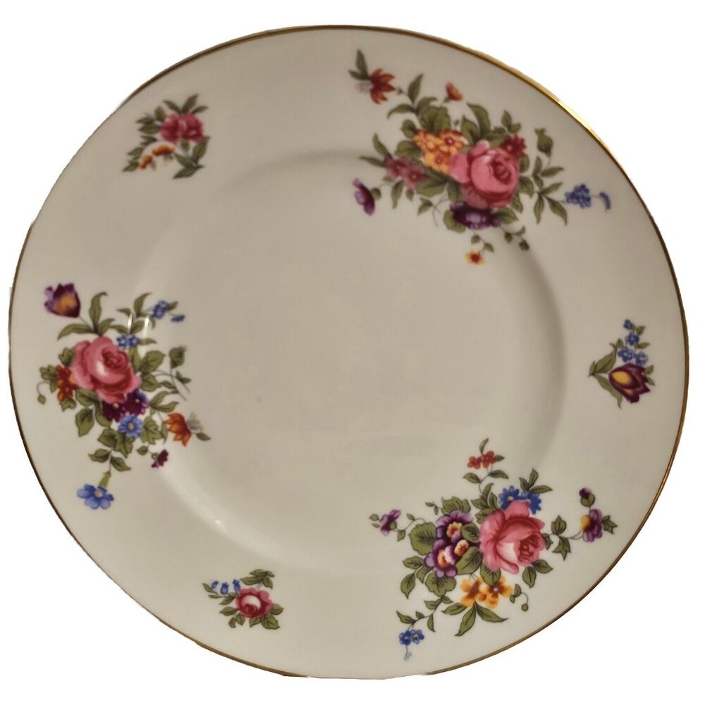 Crown Staffordshire Dresden Spray Salad Plate 8.5" rose floral bouquet - Picture 2 of 12